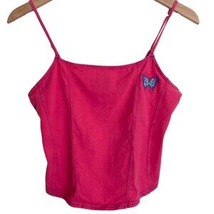 Y2K xhilaration Pink Butterfly Cami Tank Top XS Hot Pink 90s